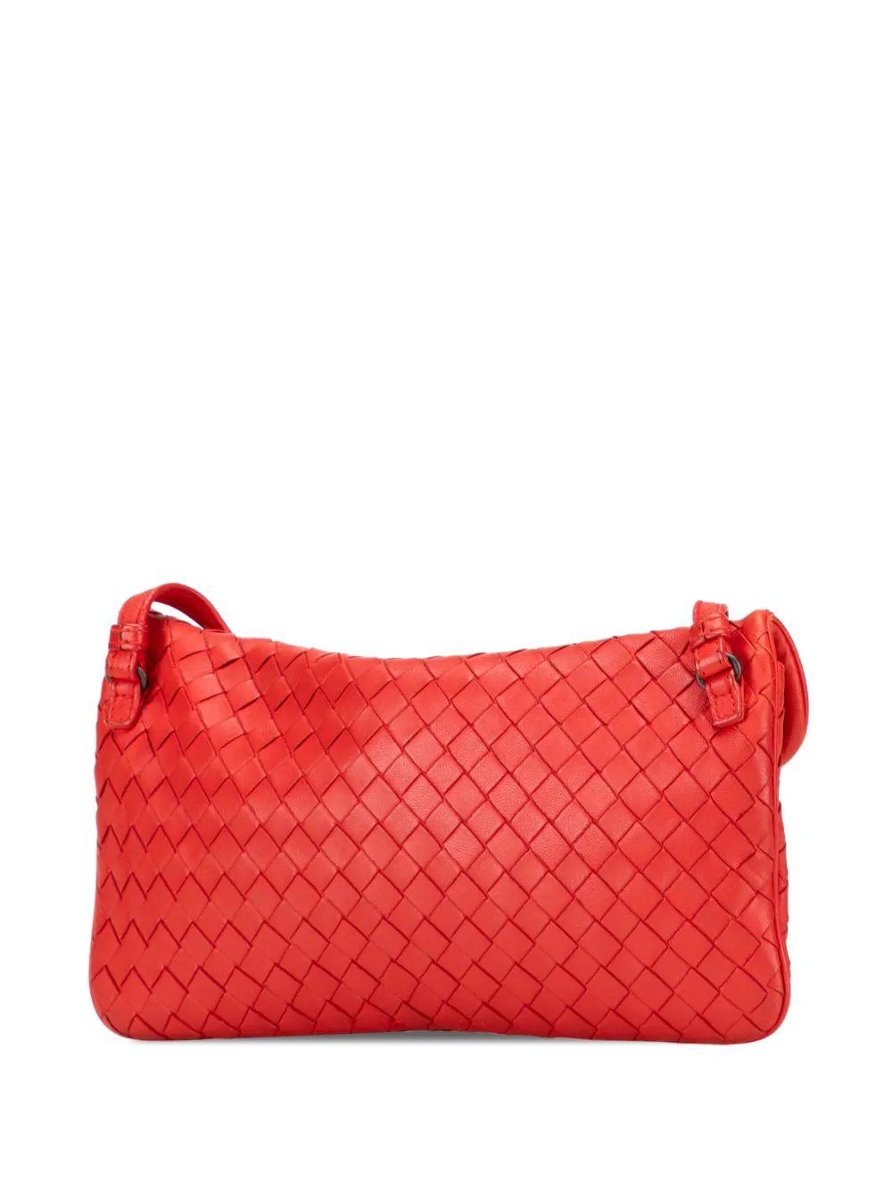 Pre-owned Bottega Veneta 2012-2025 Mini Nappa Intrecciato Turn Lock Crossbody Bag In Red
