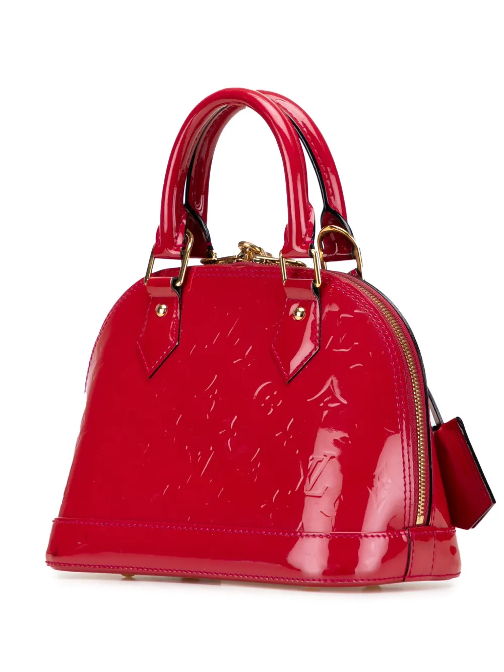 Pre-owned Louis Vuitton 2013 Monogram Vernis Alma Bb Satchel In Red
