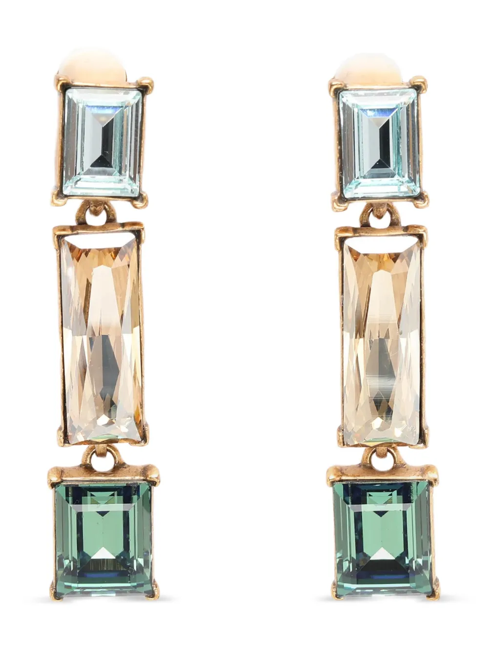Pre-owned Oscar De La Renta 1990s Gold-tone Crystal Earrings