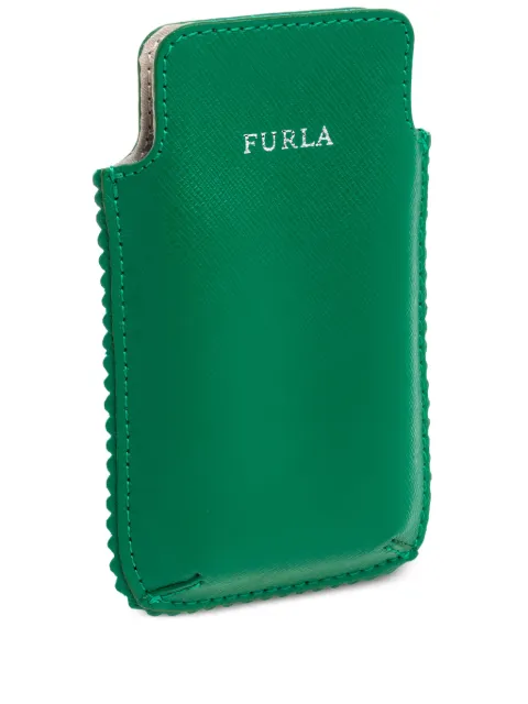 Furla leather scallop-trim phone case