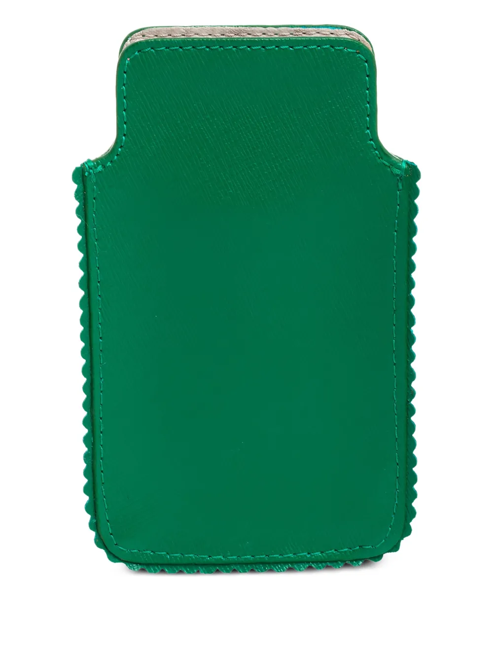FURLA Pre-owned Leather Scallop-trim Phone Case In Green