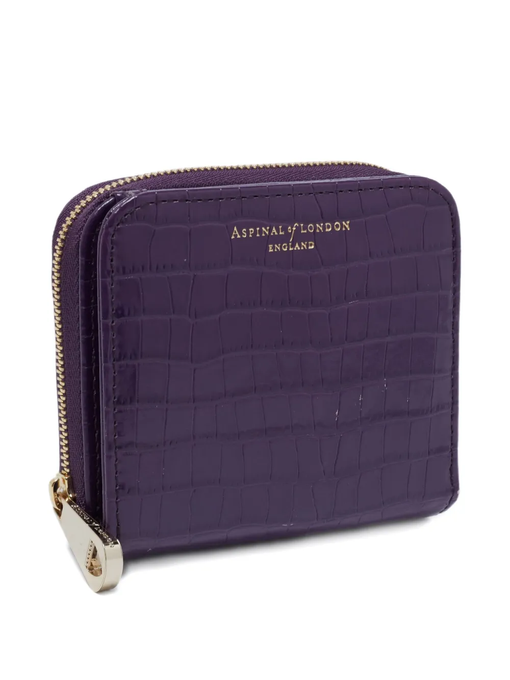 Pre-owned Aspinal Of London Croc-embossed Leather Wallet In Purple