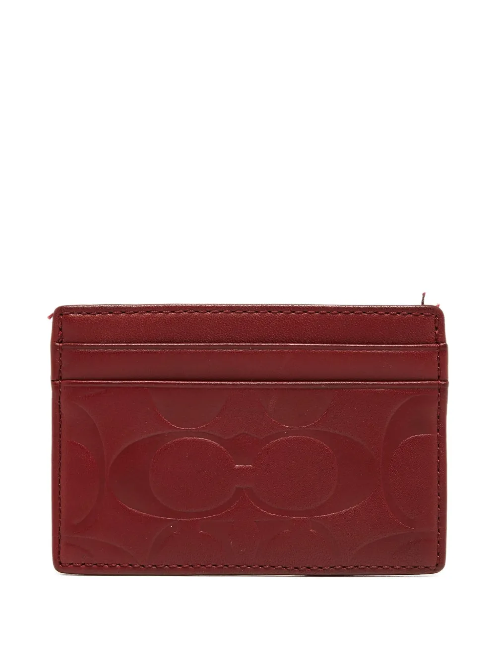 Pre-owned Coach Embossed Leather Cardholder In Red