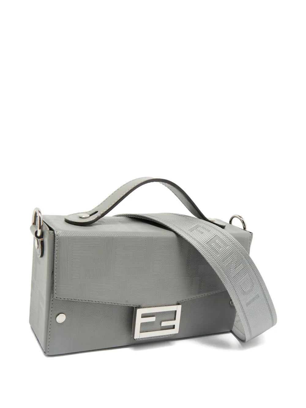 FENDI Pre-owned Embossed-leather Tote Bag In Gray