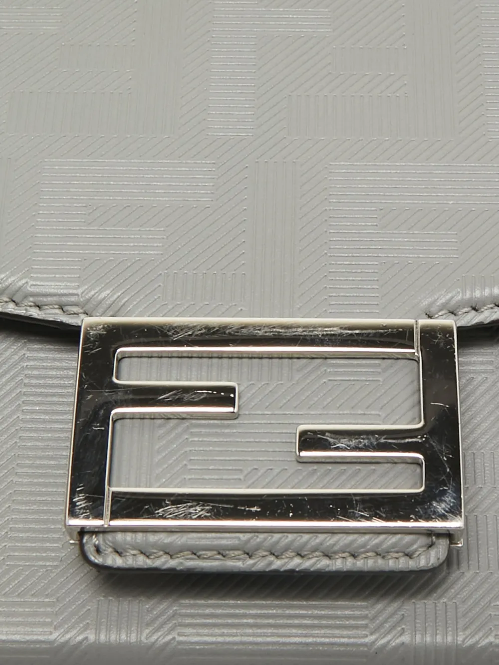 FENDI Pre-owned Embossed-leather Tote Bag In Gray