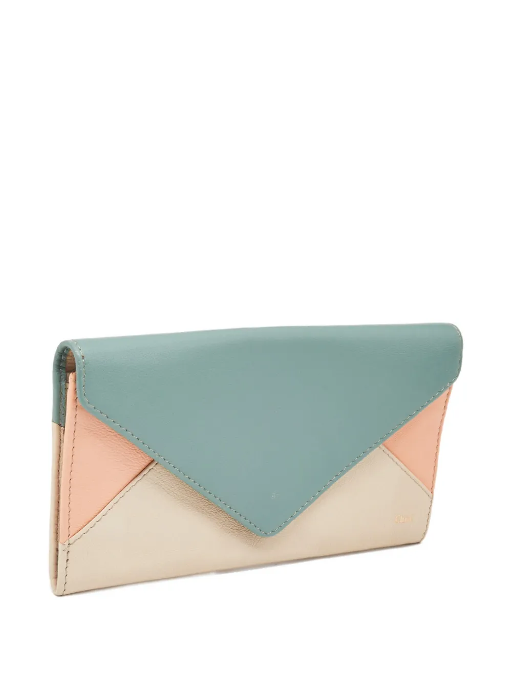 Pre-owned Chloé Colour-block Leather Wallet In Neutral