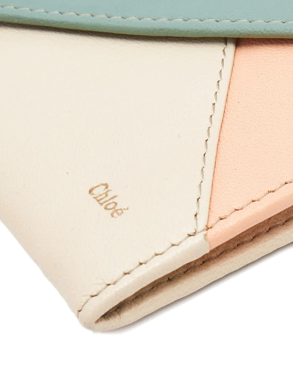 Pre-owned Chloé Colour-block Leather Wallet In Neutral