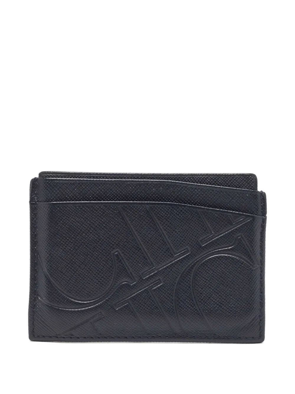 Pre-owned Carolina Herrera Vintage Logo-pattern Leather Card Holder In Blue