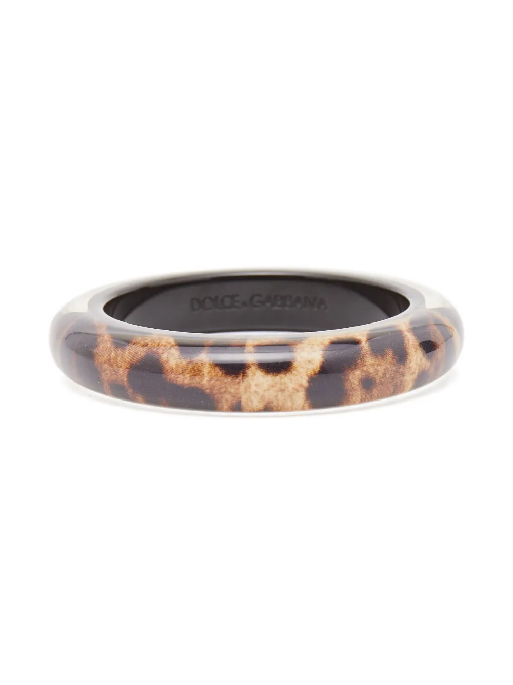 Pre-owned Dolce & Gabbana Leopard-print Bangle Bracelet In Brown