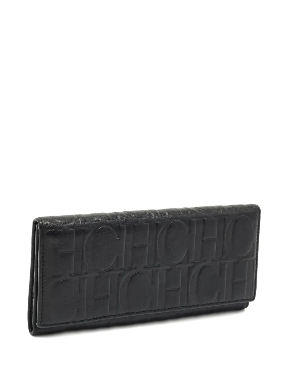 Pre-owned Carolina Herrera 2000s Monogram Continental Wallet In Black