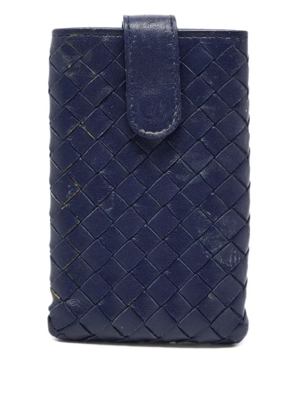 Bottega Veneta Pre-owned 2000s Intrecciato Leather Phone Case in Blue