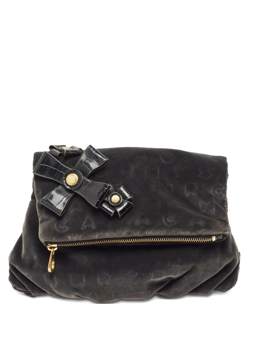 Marc By Marc Jacobs velvet bow-detail clutch bag - Grigio