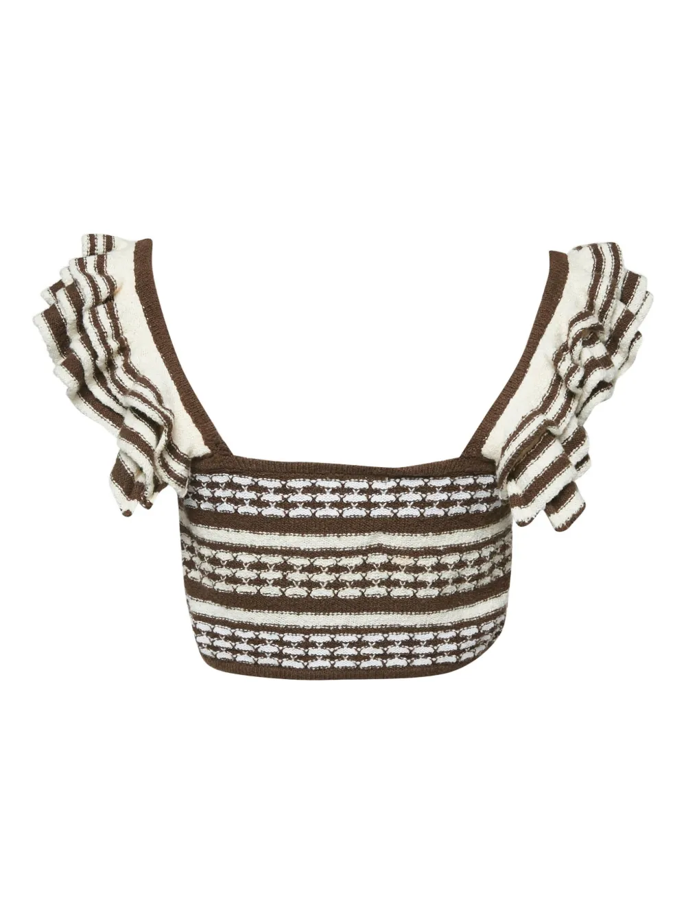 TULAROSA Pre-owned 2020s Striped Ruffled Top In Brown