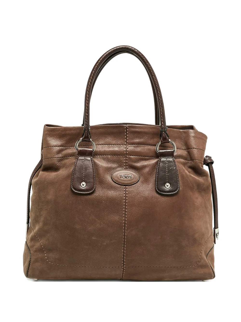 Pre-owned Tod's Vintage Drawstring-detail Tote Bag In Brown