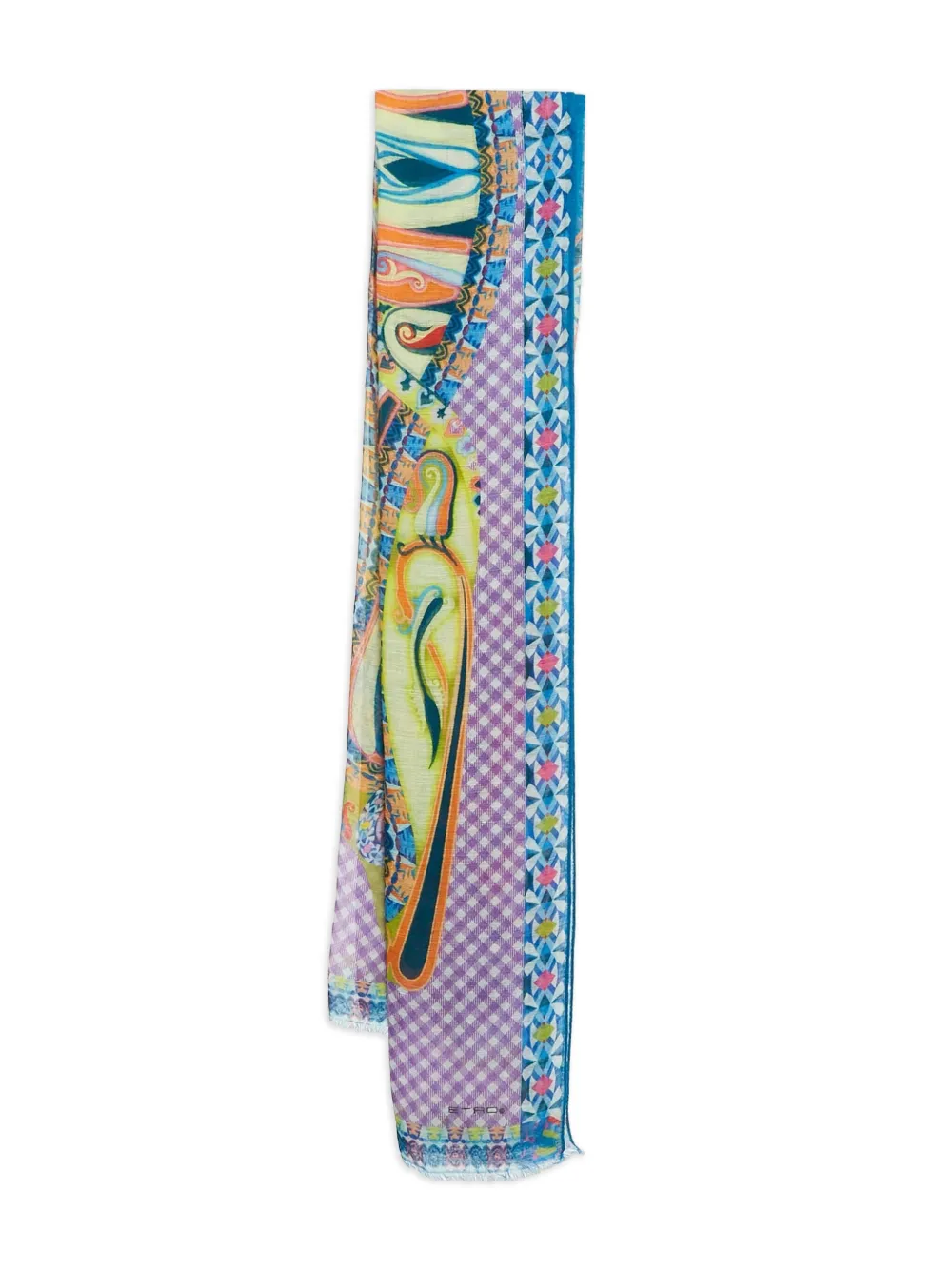 Pre-owned Etro 2013 Paisley-print Geometric Scarf In Blue