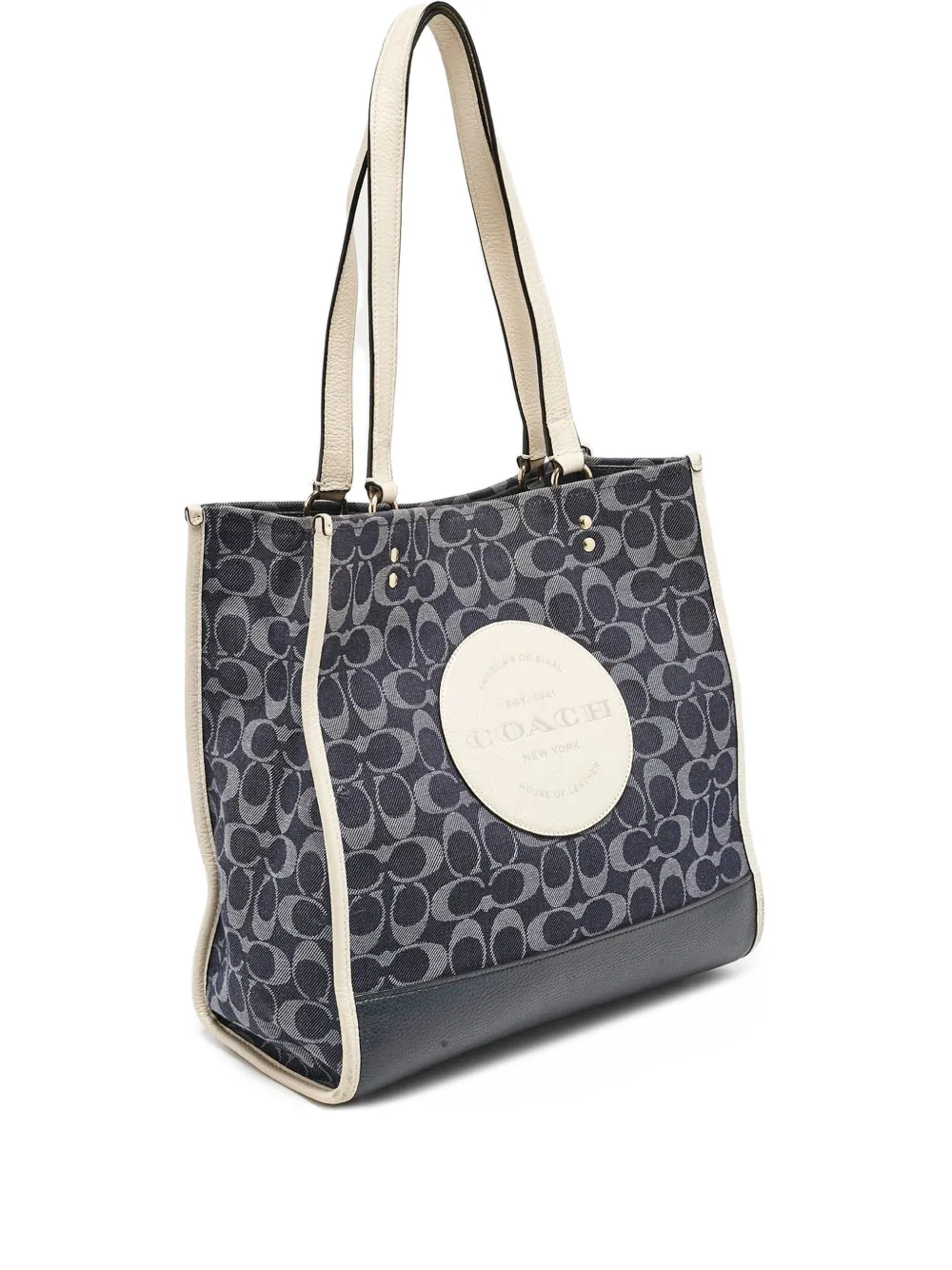Pre-owned Coach 2000s Signature-print Dempsey Tote In Blue