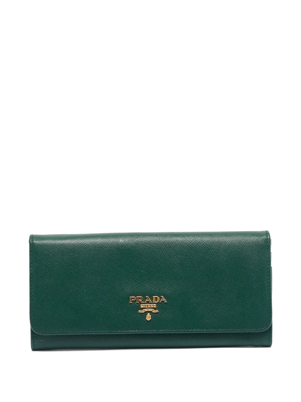 Pre-owned Prada Continental Flap Wallet In Green