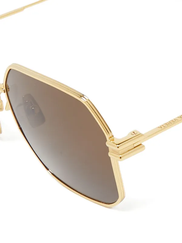 Bottega Veneta Pre-Owned geometric-frame Sunglasses | Gold