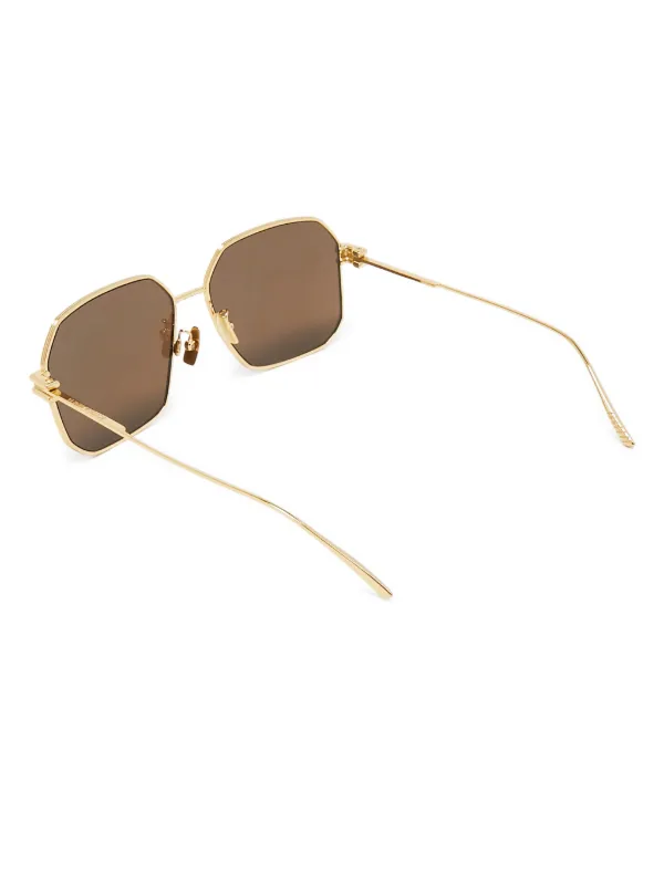 Bottega Veneta Pre-Owned geometric-frame Sunglasses | Gold
