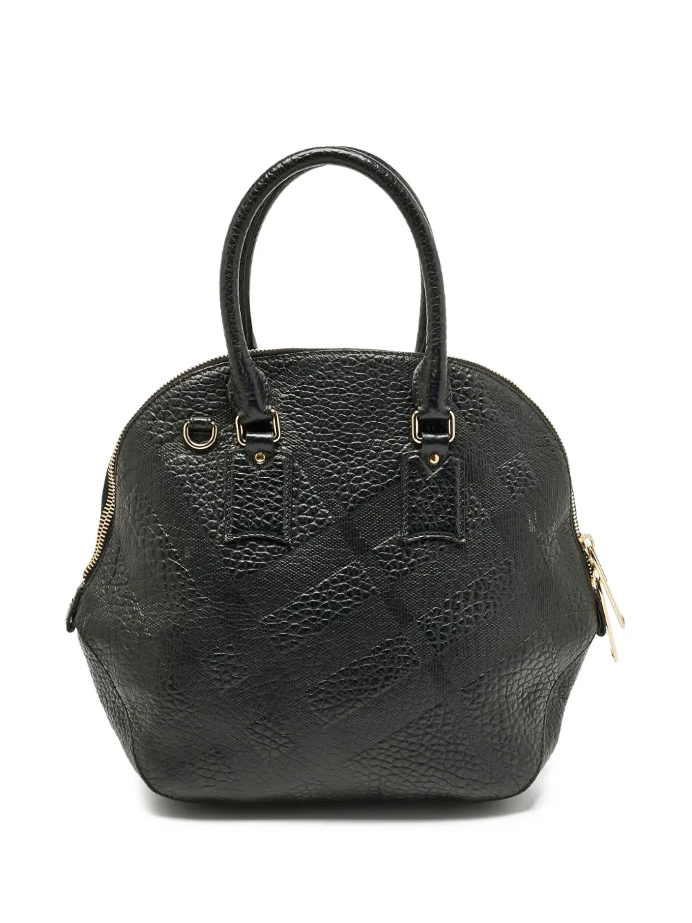 BURBERRY Pre-owned Orchard Embossed-leather Top-handle Bag In Black