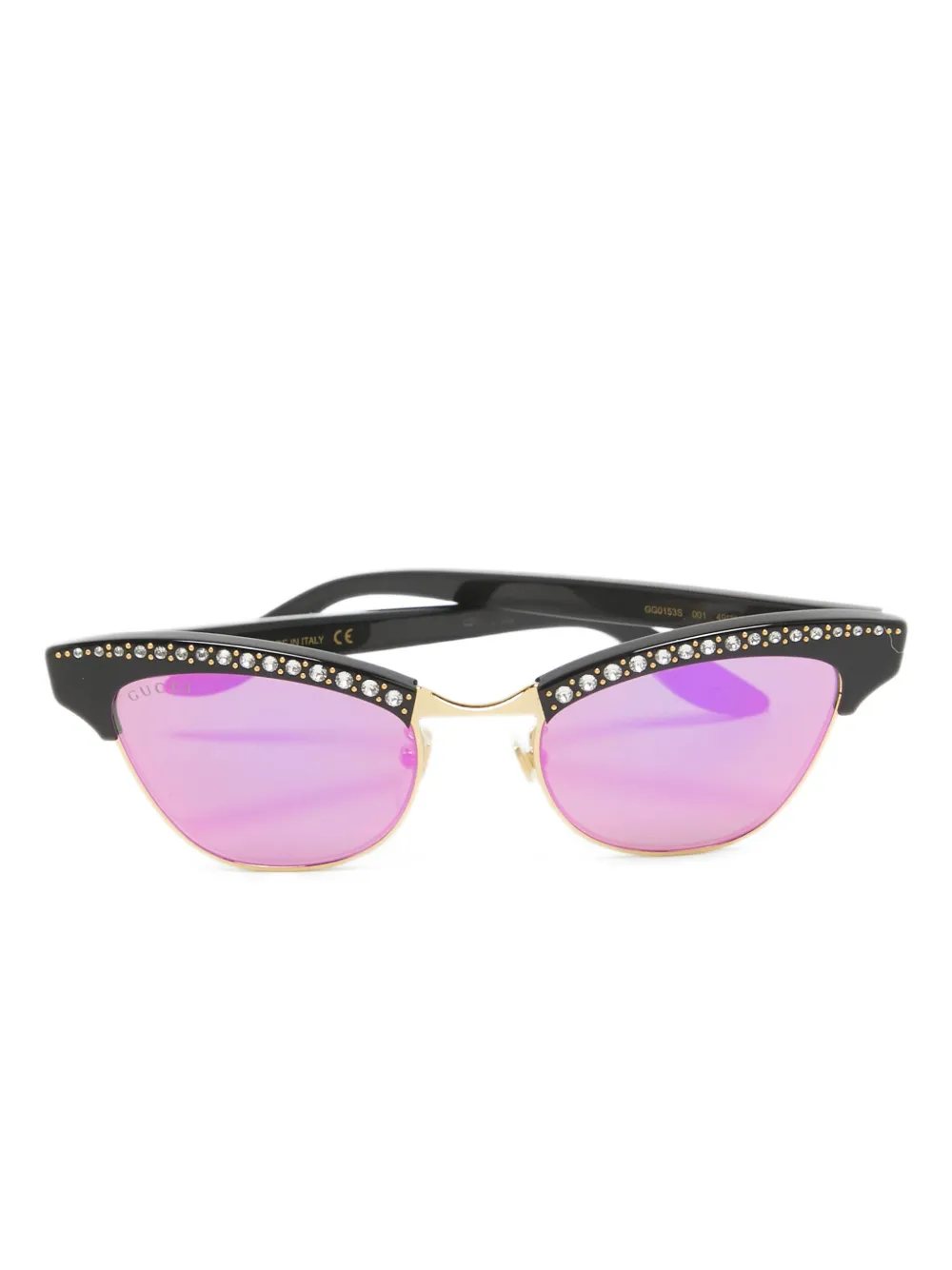 Gucci Pre-Owned Occhiali da sole cat-eye con decorazione - Nero