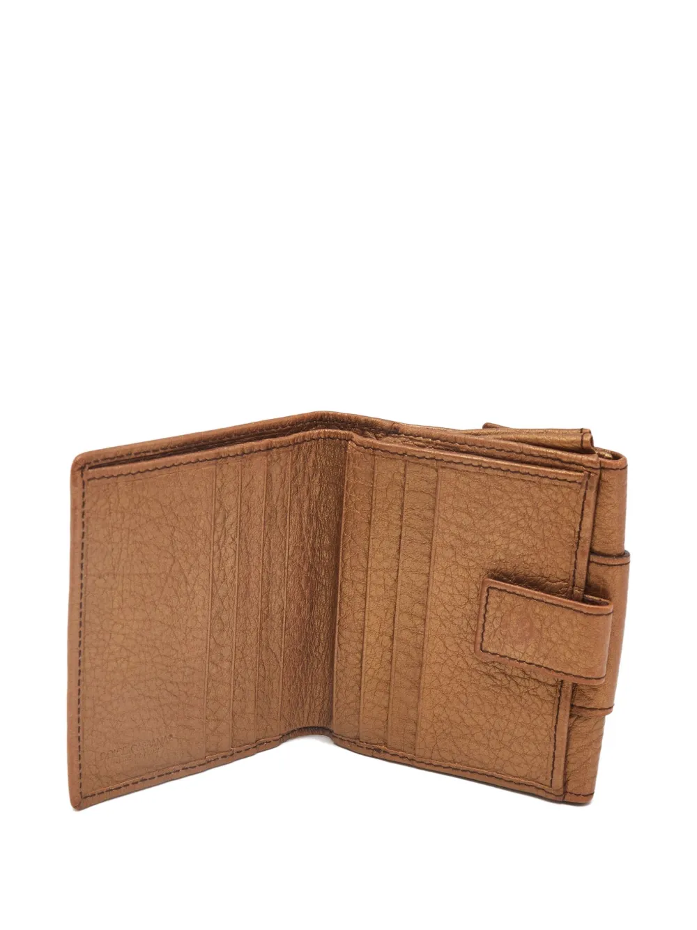 Pre-owned Dolce & Gabbana Metallic-trimmed Flap Wallet In Brown