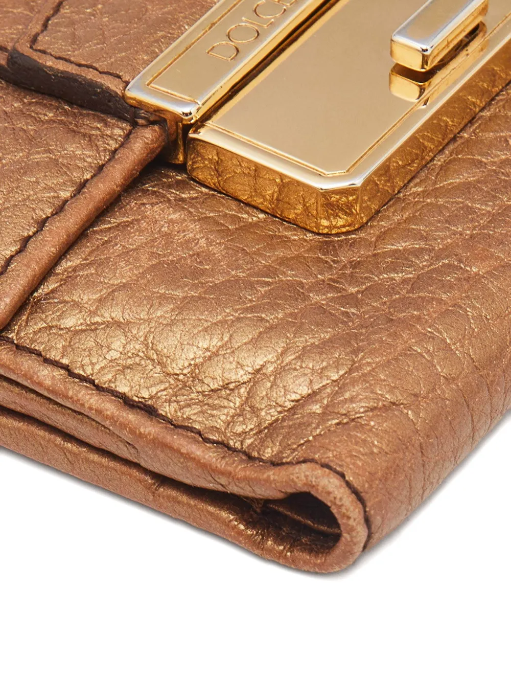 Pre-owned Dolce & Gabbana Metallic-trimmed Flap Wallet In Brown