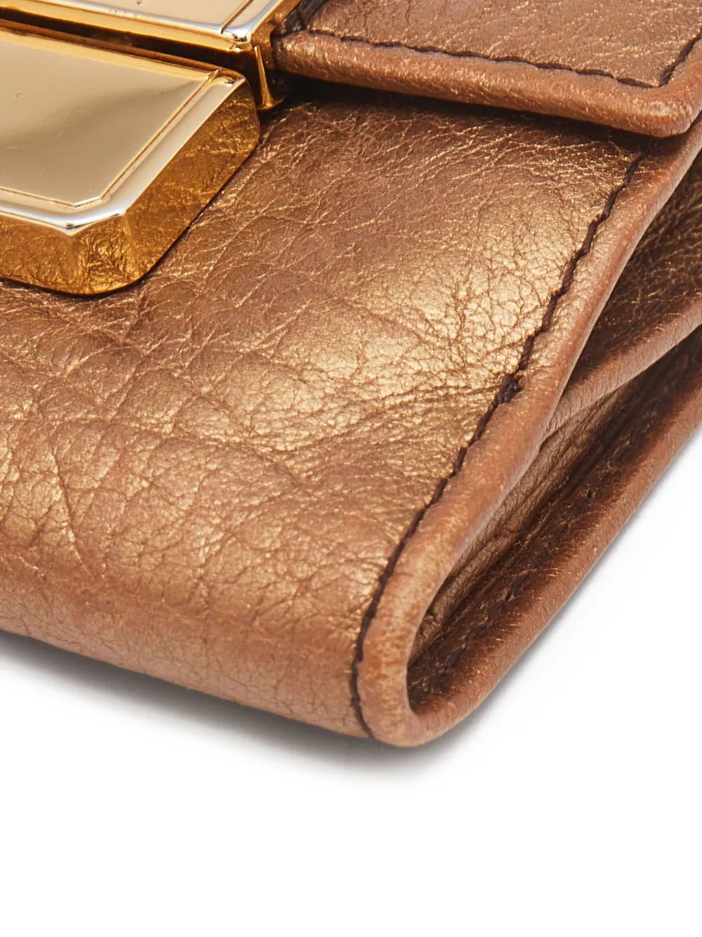 Pre-owned Dolce & Gabbana Metallic-trimmed Flap Wallet In Brown