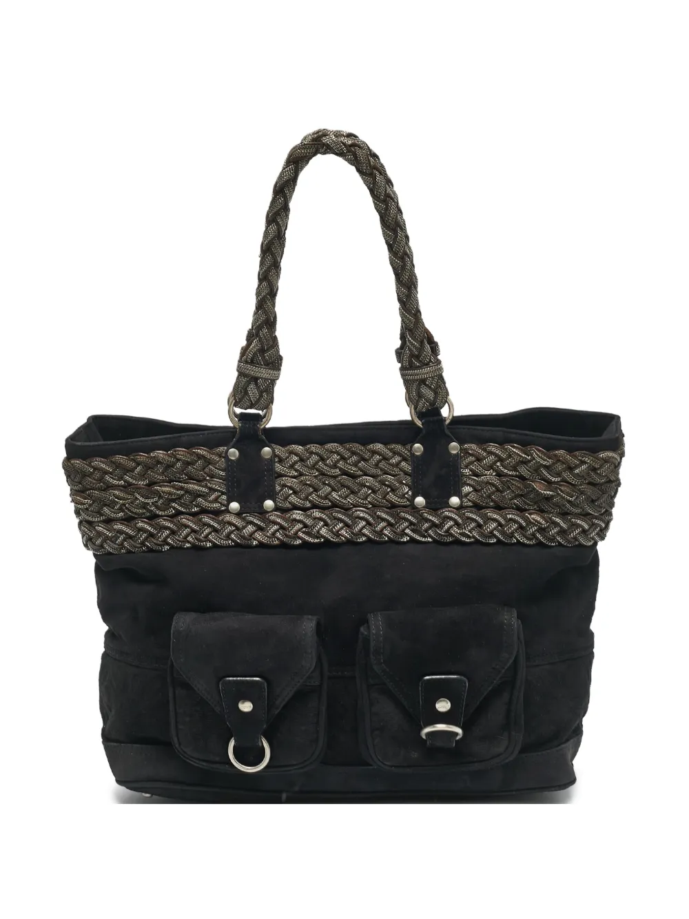 Loewe Pre-Owned braided suede tote bag - Black