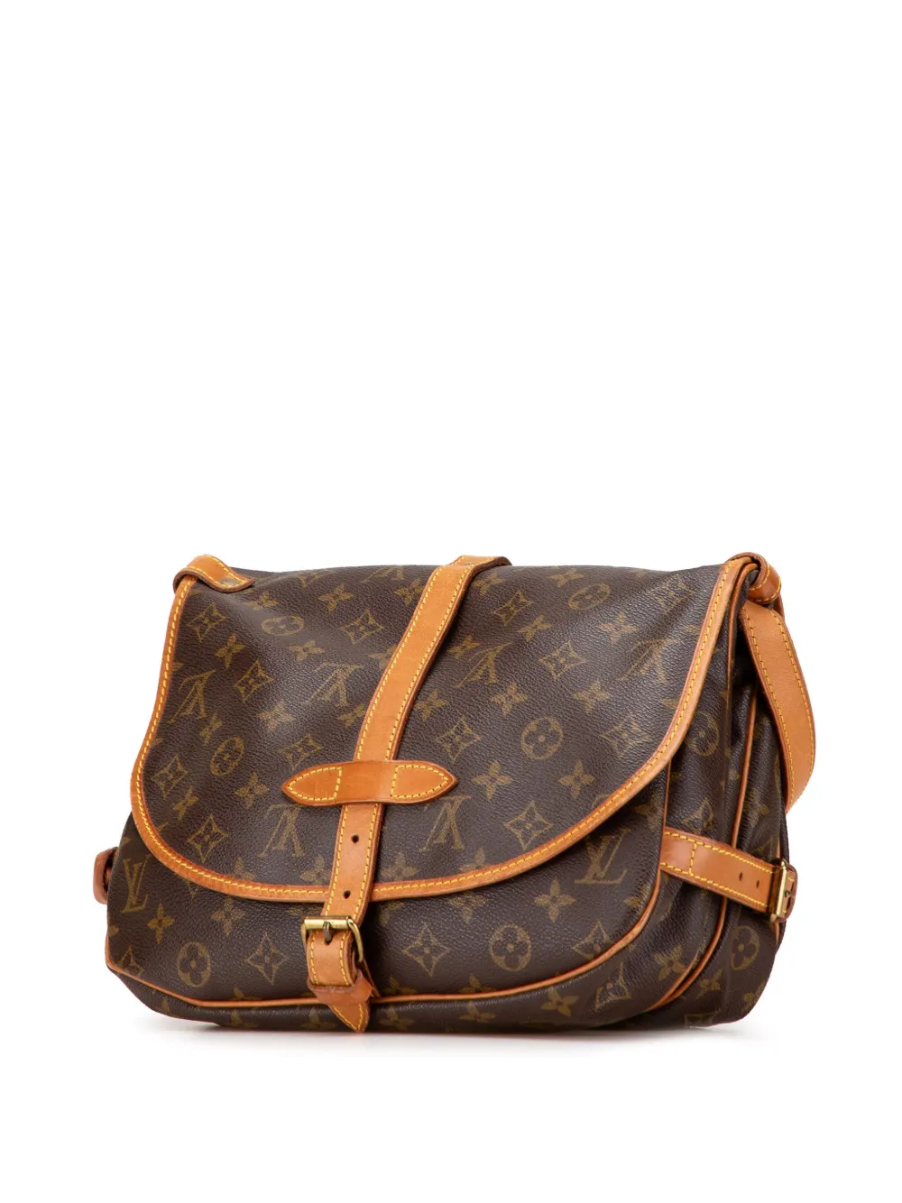 Pre-owned Louis Vuitton 1992 Monogram Saumur 30 Crossbody Bag In Brown