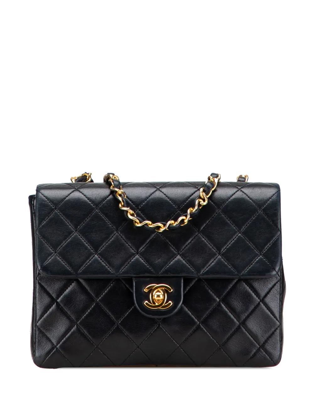 CHANEL Pre-Owned 1989-1991 ミニ スクエア マトラッセ ラムスキン シングルフラップ ショルダーバッグ - CHANEL Pre-Owned 1989-1991 ミニ スクエア マトラッセ ラムスキン シングルフラップ ショルダーバッグ -