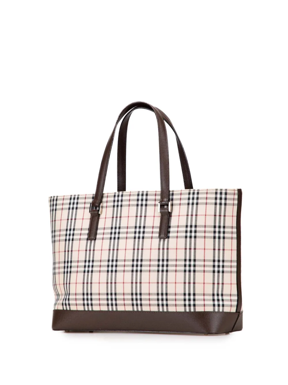 Pre-owned Burberry 2000-2017 House Check Canvas Tote Bag In Brown