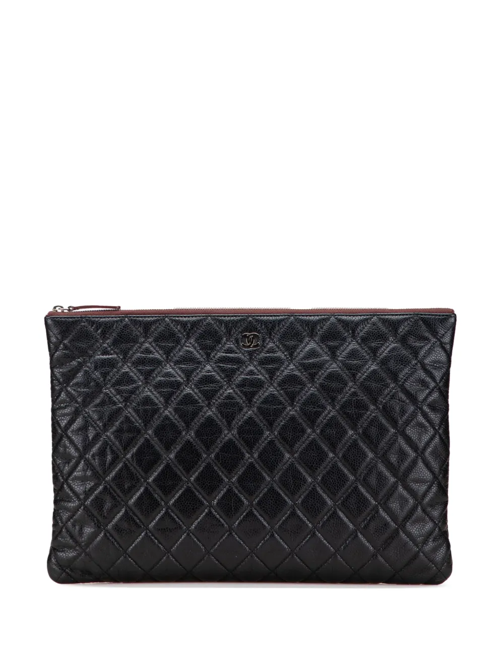 CHANEL Pre-Owned 2014 ラージ マトラッセ キャビア O ケース クラッチバッグ - ブラック CHANEL Pre-Owned 2014 ラージ マトラッセ キャビア O ケース クラッチバッグ - ブラック