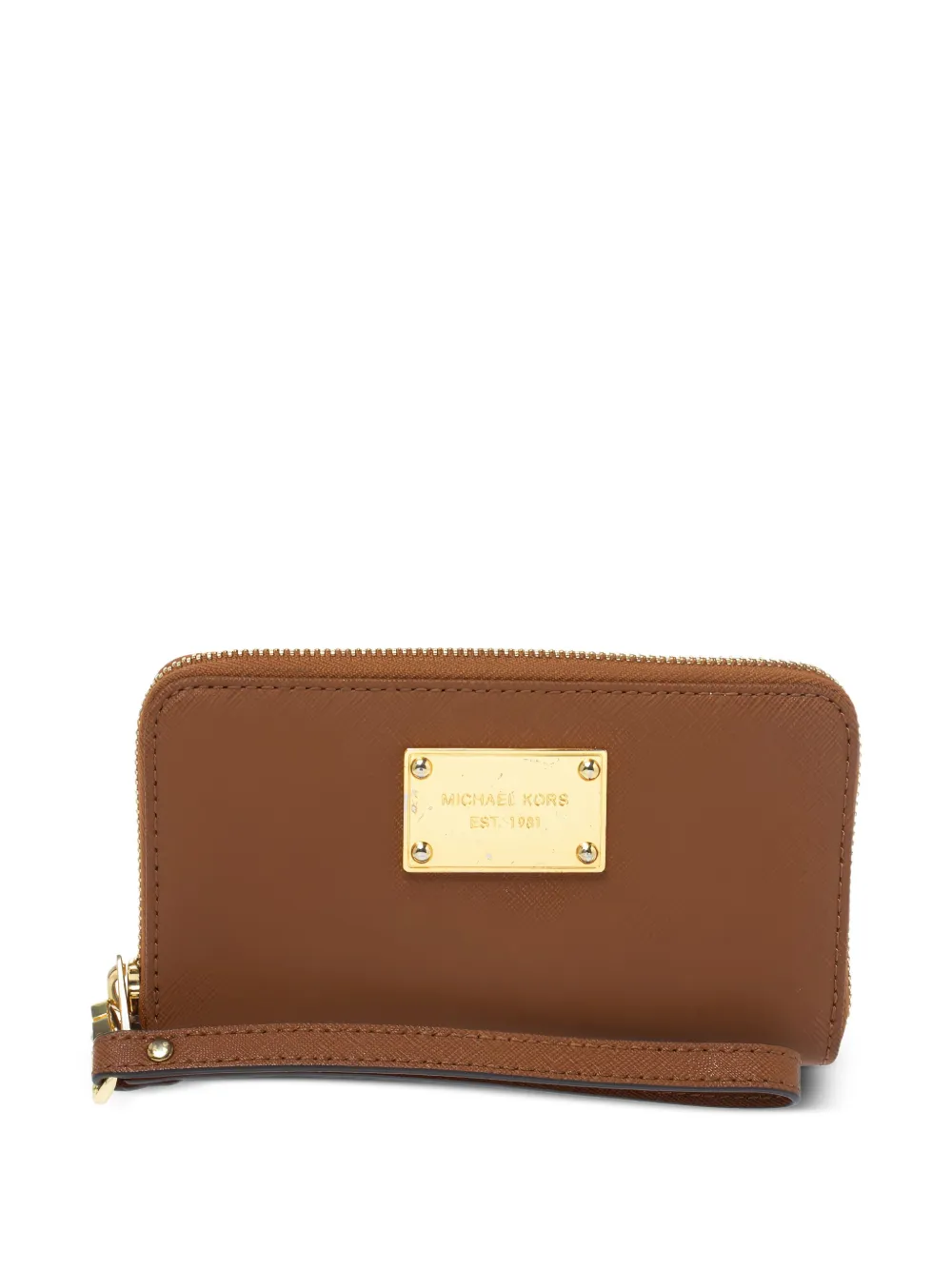 Pre-owned Michael Kors Vintage Logo-plaque Zip-around Wallet In Brown