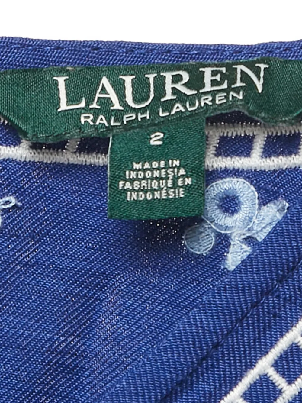 RALPH LAUREN Pre-owned 2000s Embroidered Bell-sleeve Playsuit In Blue