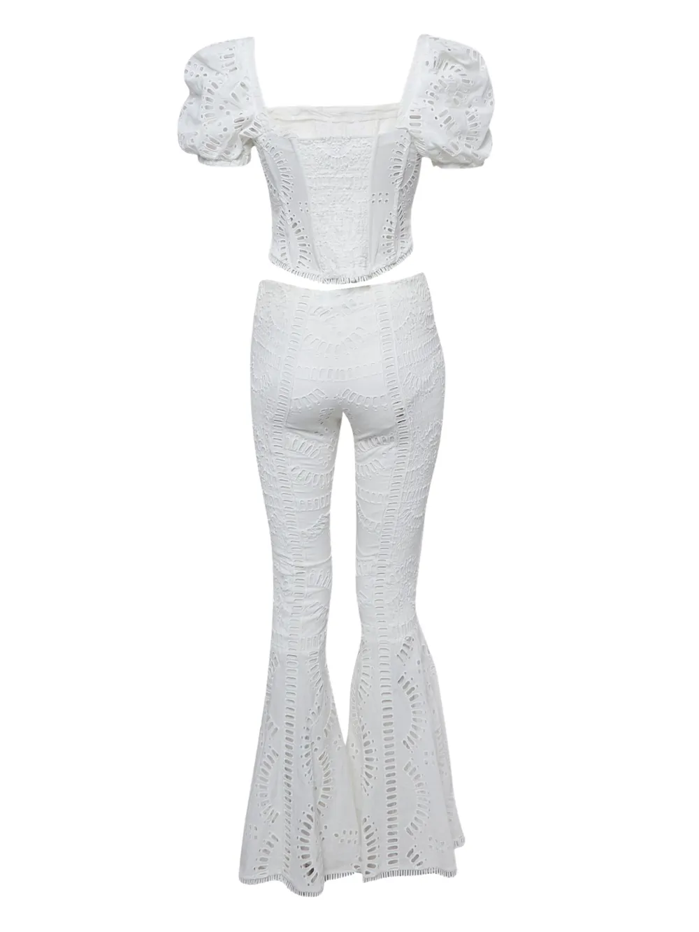 Pre-owned Charo Ruiz Broderie Anglaise Trousers Set In White