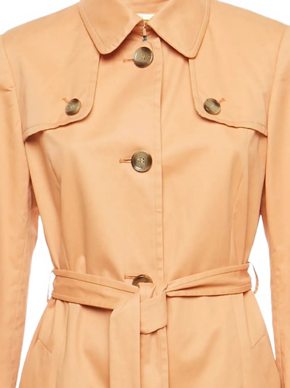 Pre-owned Hugo Boss Single-breasted Belted Coat In Orange