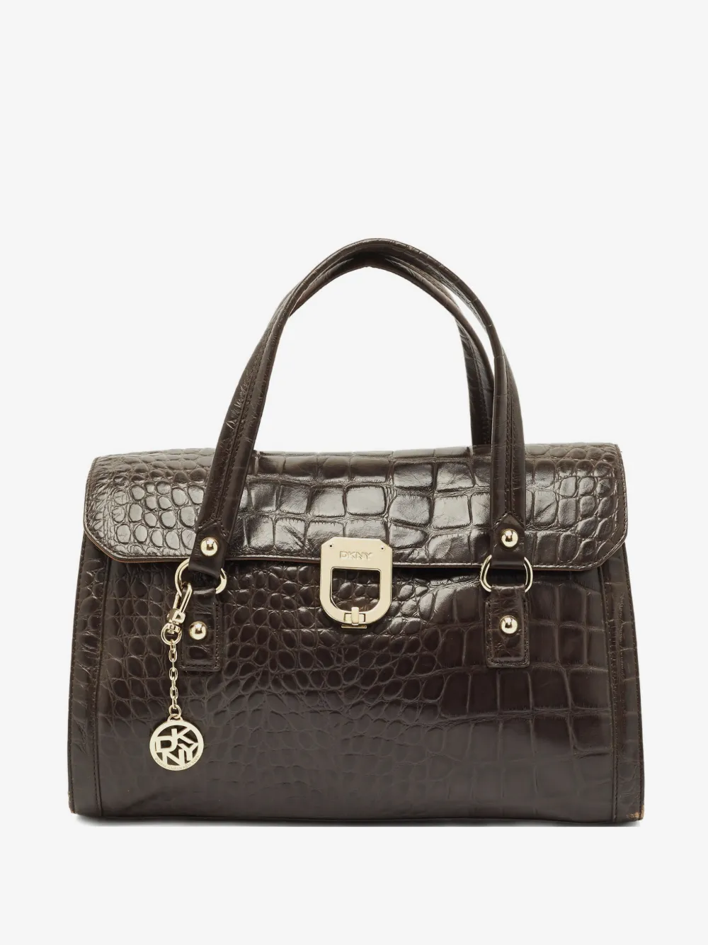 croc-embossed leather tote bag