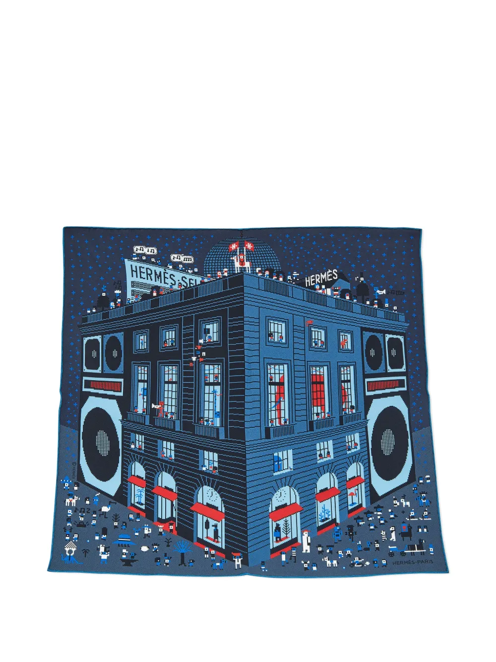 Hermès Pre-Owned patterned pocket square - Blu