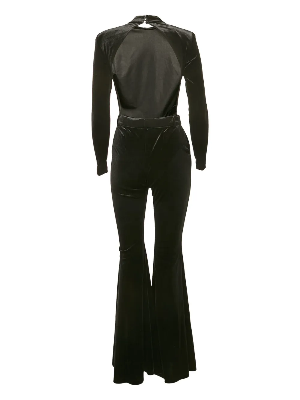 Pre-owned The New Arrivals Ilkyaz Ozel 2000s Velvet Flared Jumpsuit In Black