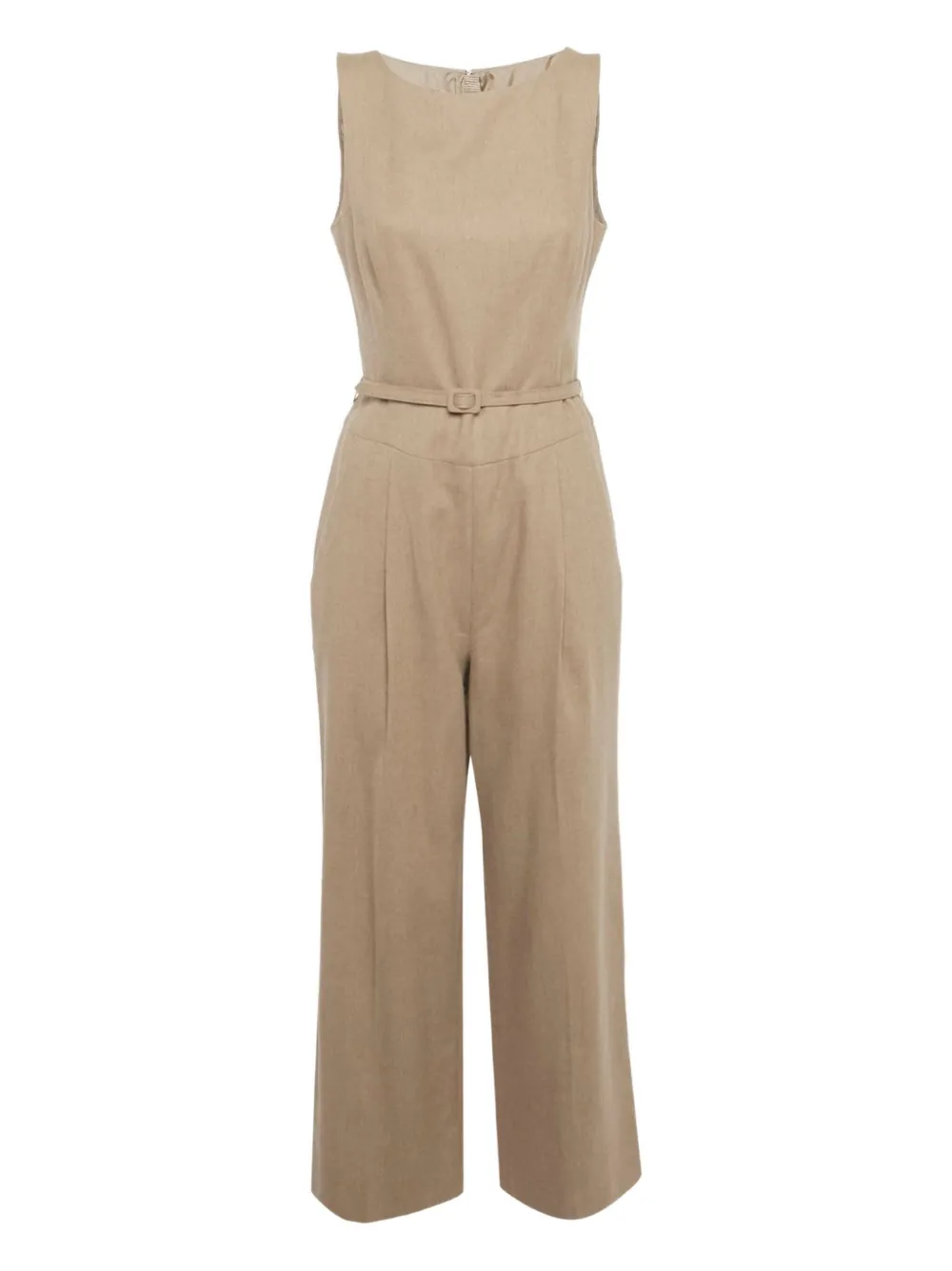 Pre-owned Oscar De La Renta 1990s Belted Sleeveless Jumpsuit In Brown