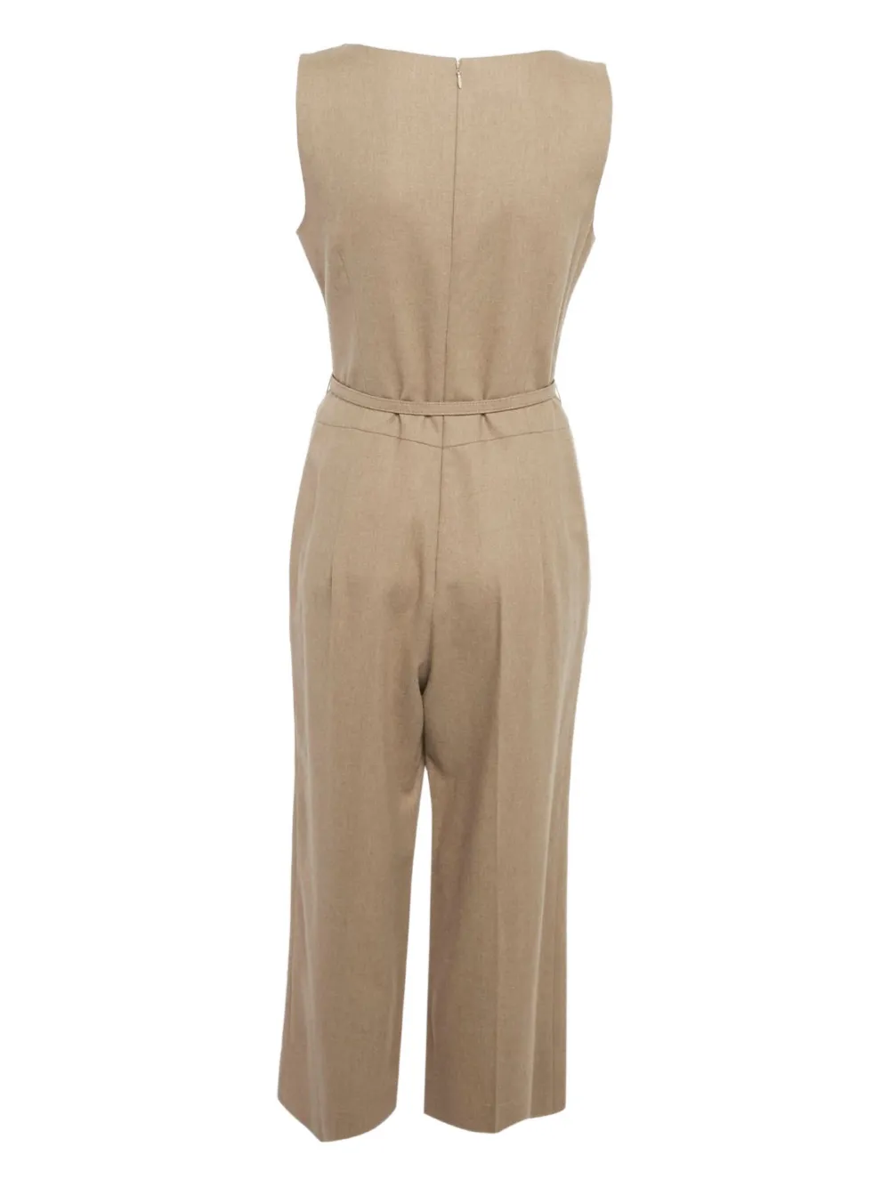 Pre-owned Oscar De La Renta 1990s Belted Sleeveless Jumpsuit In Brown