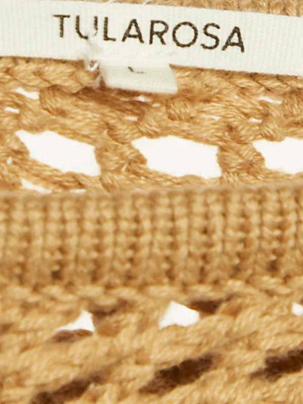 Tularosa Peek A Boo Crochet Fringed Mini Dress | Brown | FARFETCH AE