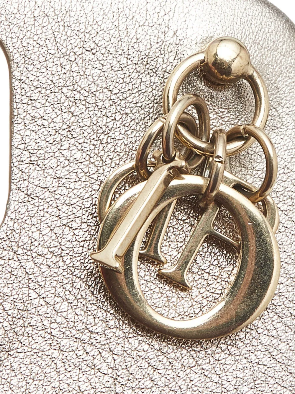 Pre-owned Dior 2020s Cannage Metallic Leather Phone Case In Gold