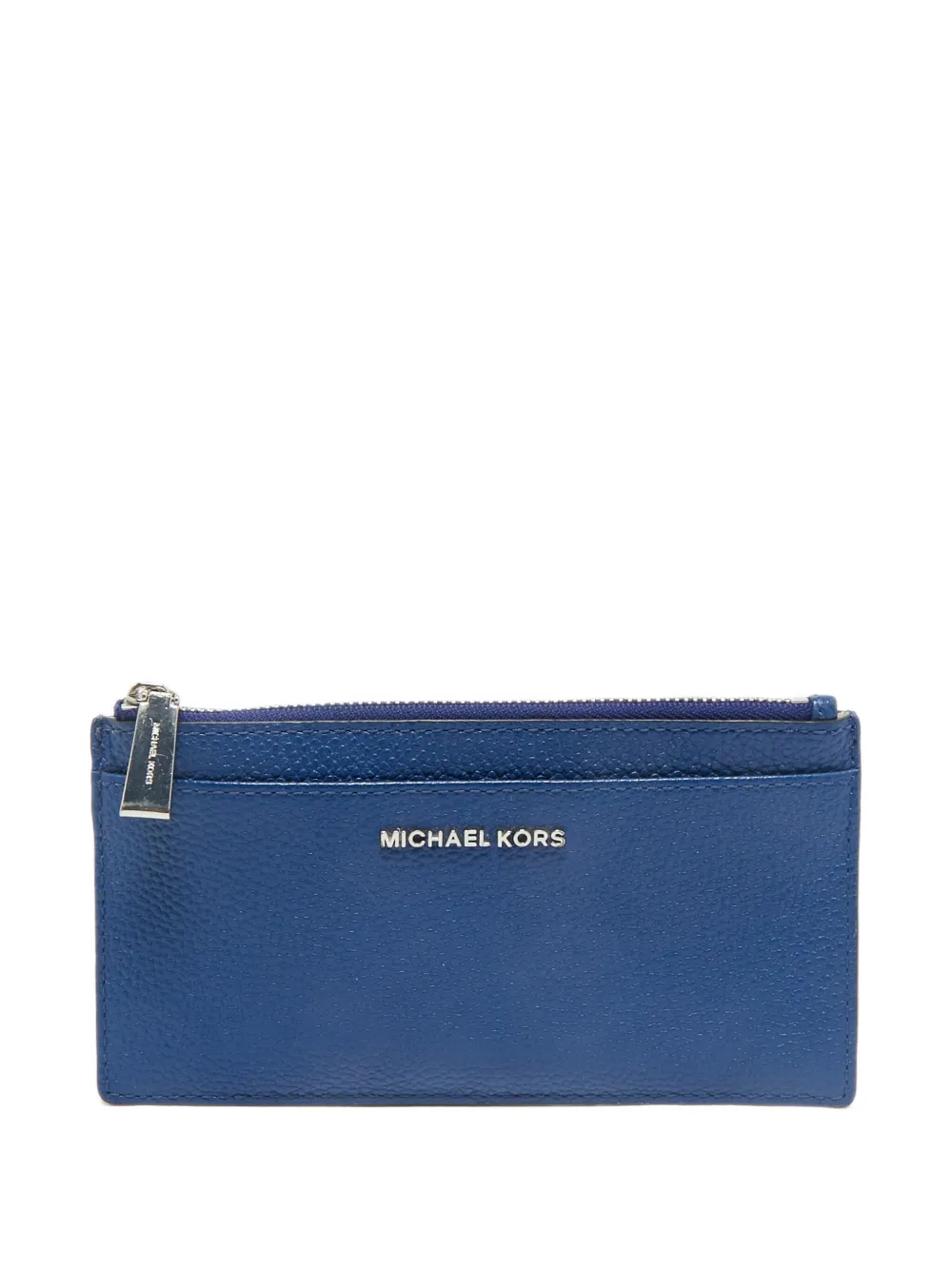 Pre-owned Michael Kors Vintage Leather Zip Card Holder In Blue