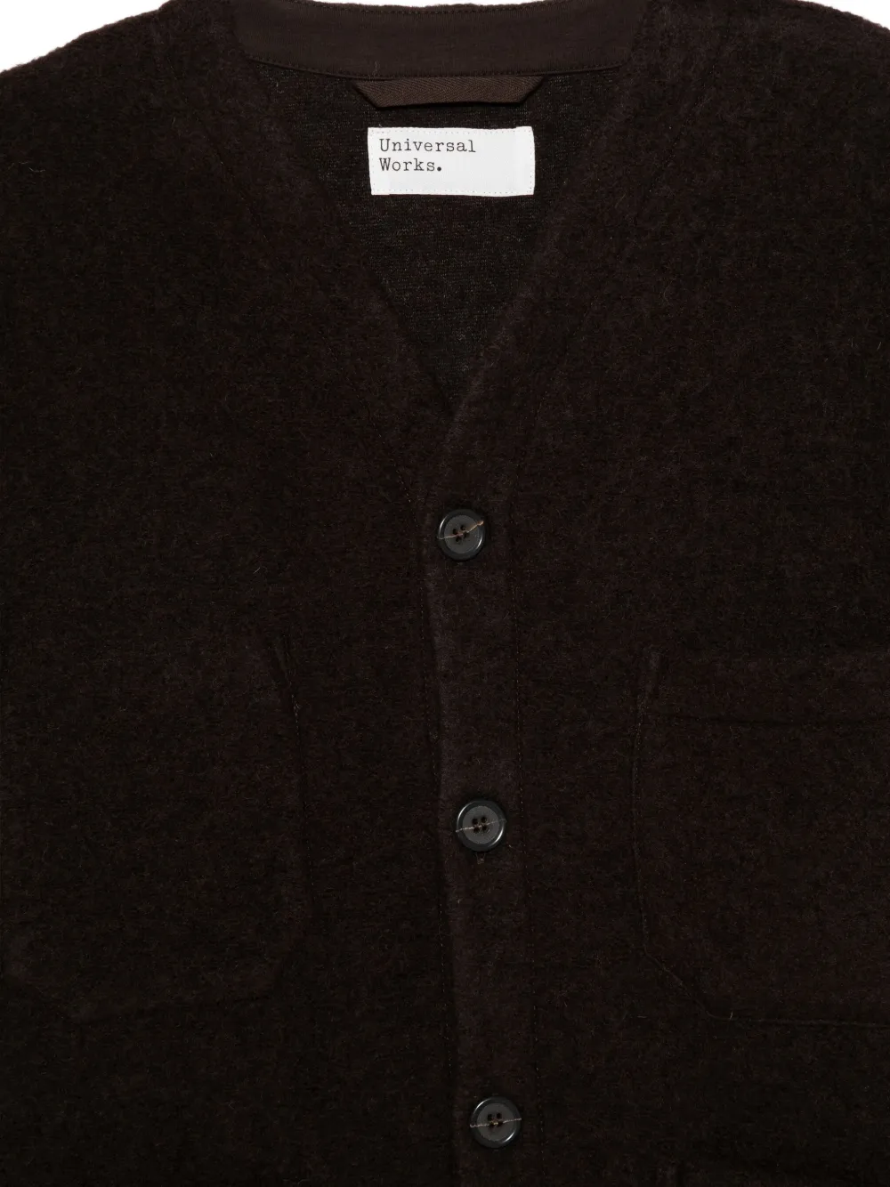 Universal Works Wool Patch-pocket Cardigan In Black