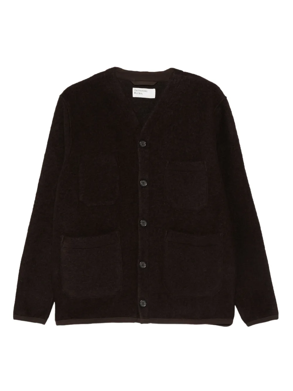 Universal Works wool patch-pocket cardigan - ブラウン Universal Works wool patch-pocket cardigan - ブラウン