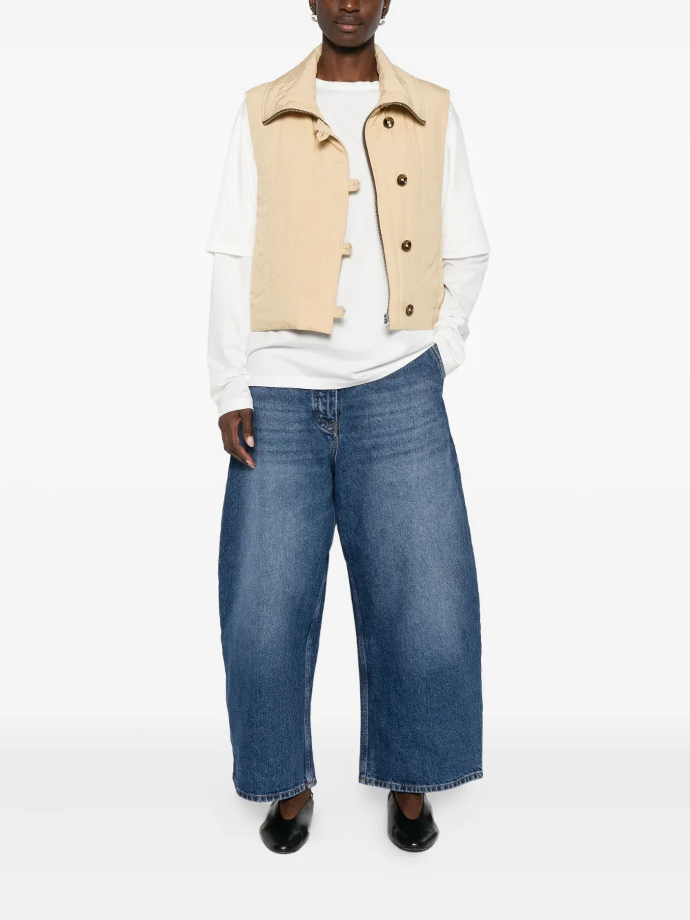 Low Classic Quilted Gilet In Neutral