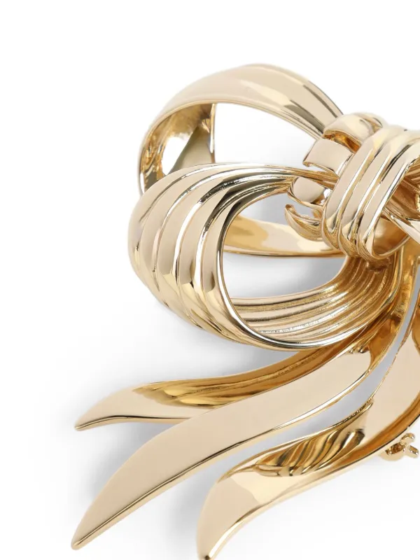 Miu Miu Metal Bow Brooch | Gold | FARFETCH