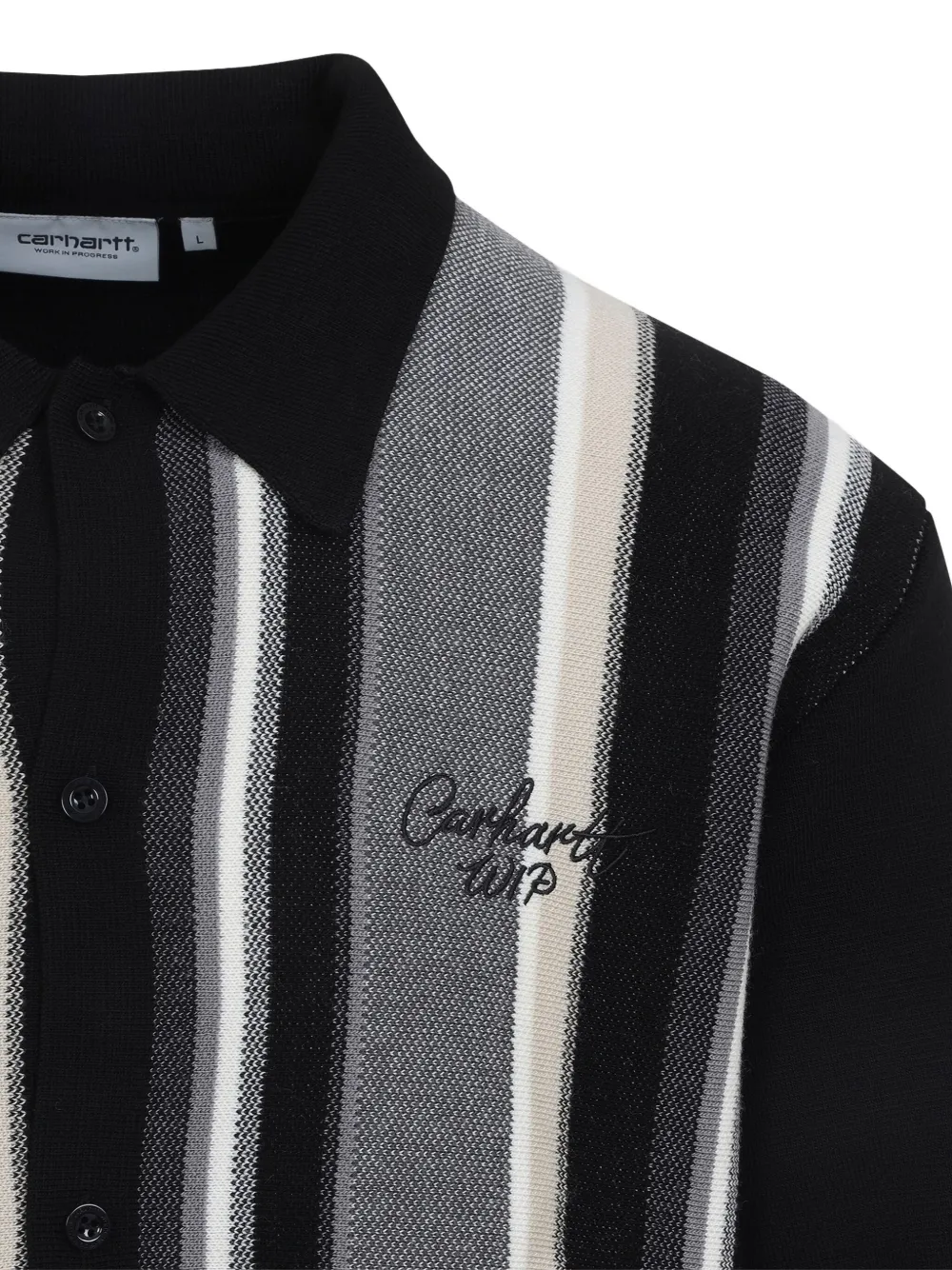 Carhartt Graphite Grey Cardigan With Pointed Collar In Black
